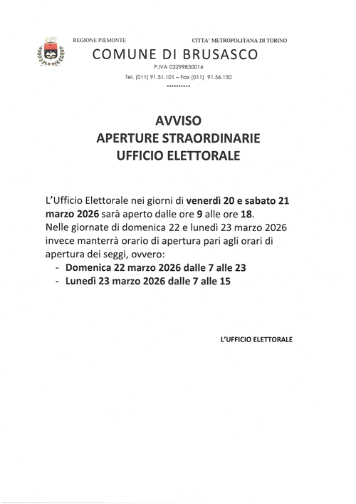 Aperture straordinarie ufficio elettorale