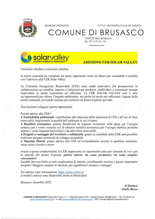 Solar Valley Comunità energetica rinnovabile