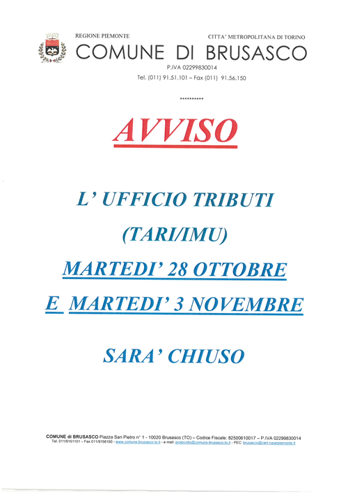 Chiusura ufficio tributi